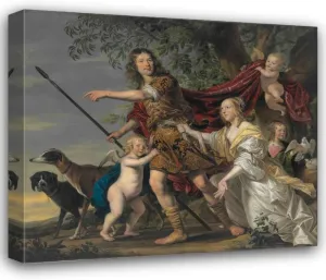 Jacob Frans Van Der Merck 42x36 Huge Gallery Wrapped Canvas Museum Art Print Titled: Portrait of a Lady and a Gentleman as Venus and Adonis (1647)