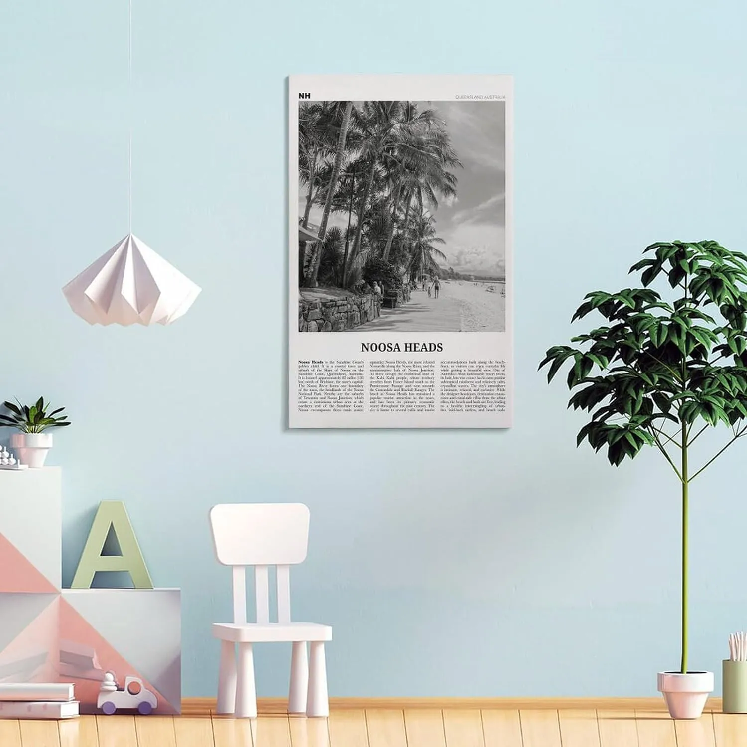 JAhmu Noosa Heads Wall Art, Noosa Heads Poster, Sunshine Coast Print Poster Picture Print Canvas Wall Art for Home Bedroom Wall Decoration 24x36inch(60x90cm)
