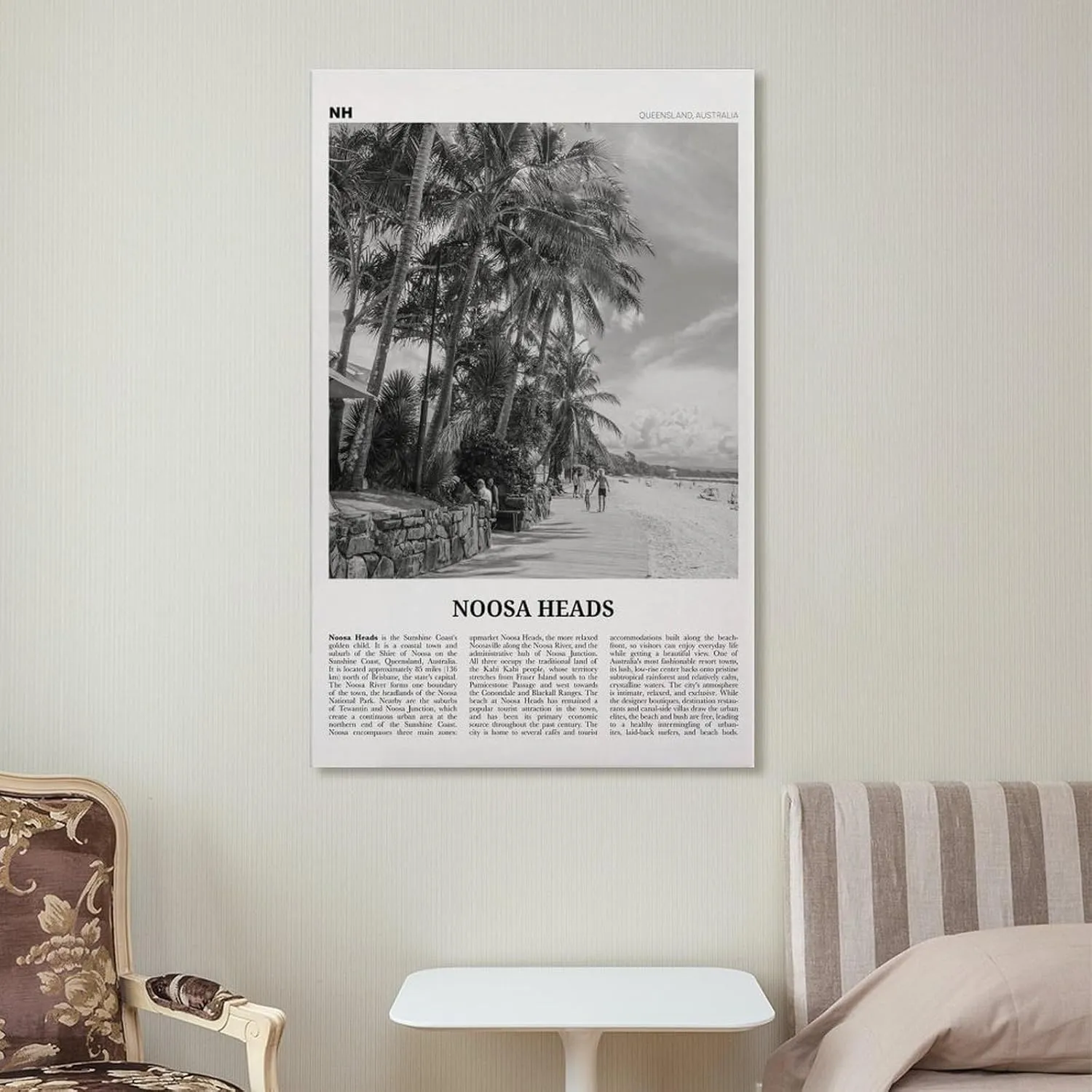 JAhmu Noosa Heads Wall Art, Noosa Heads Poster, Sunshine Coast Print Poster Picture Print Canvas Wall Art for Home Bedroom Wall Decoration 24x36inch(60x90cm)