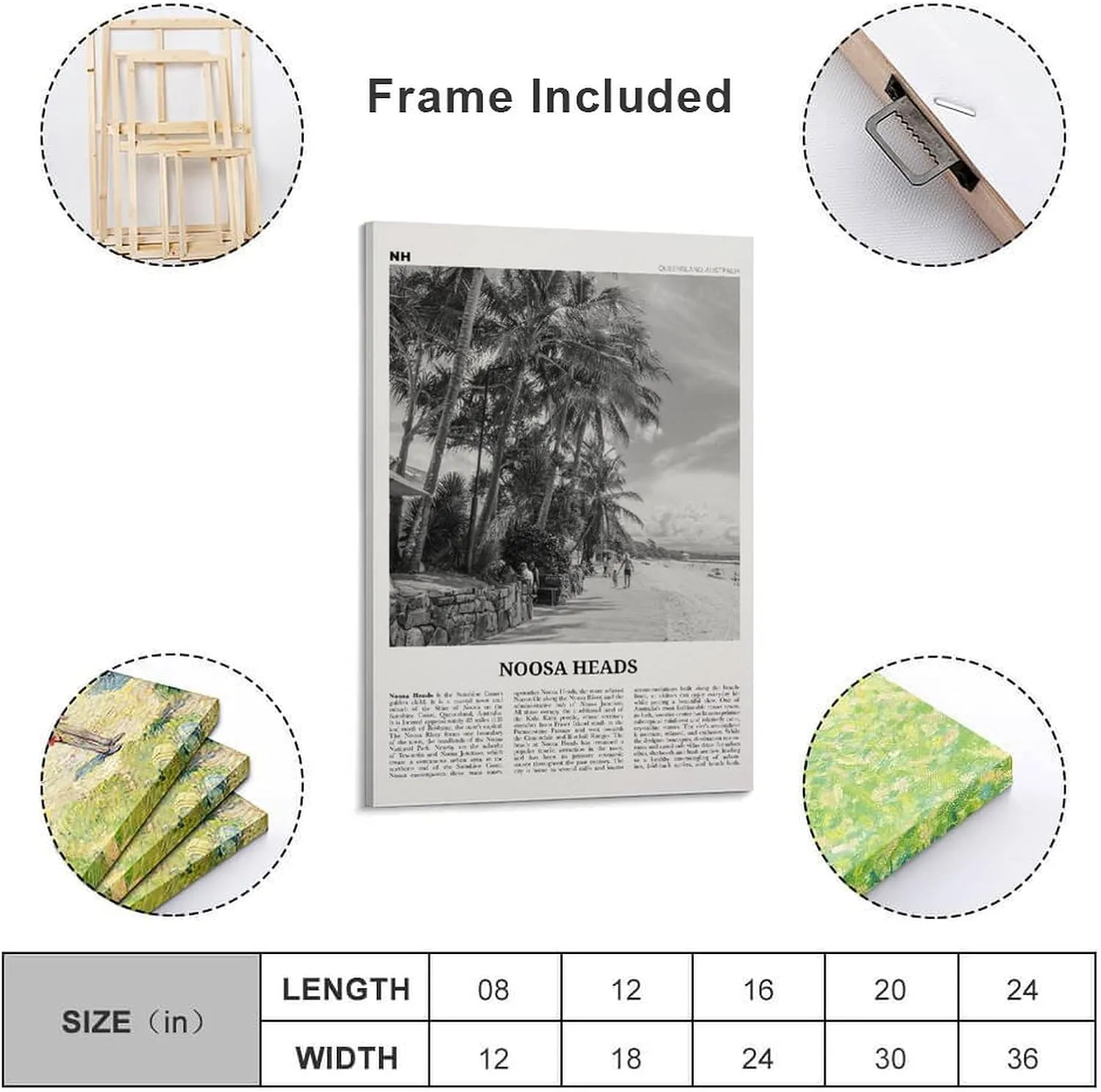 JAhmu Noosa Heads Wall Art, Noosa Heads Poster, Sunshine Coast Print Poster Picture Print Canvas Wall Art for Home Bedroom Wall Decoration 24x36inch(60x90cm)