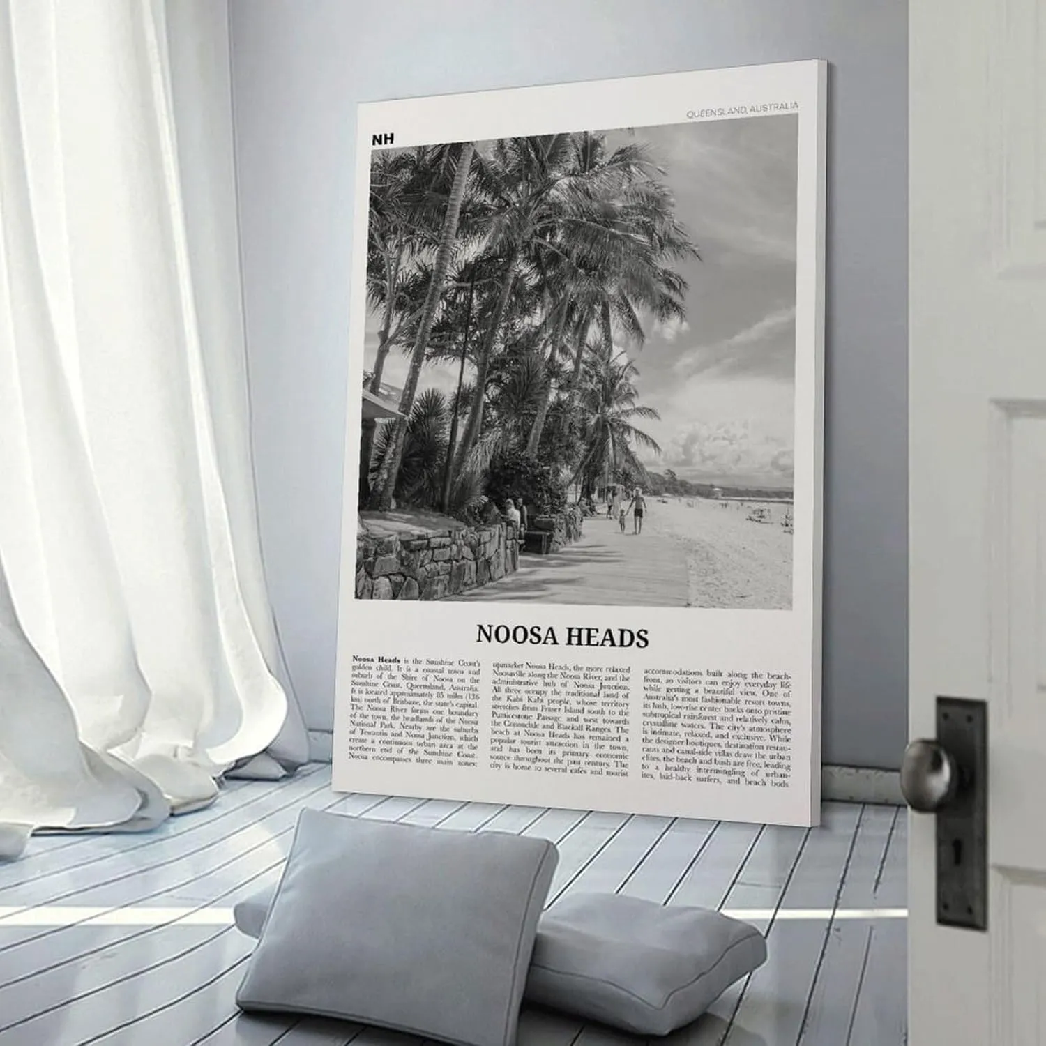 JAhmu Noosa Heads Wall Art, Noosa Heads Poster, Sunshine Coast Print Poster Picture Print Canvas Wall Art for Home Bedroom Wall Decoration 24x36inch(60x90cm)