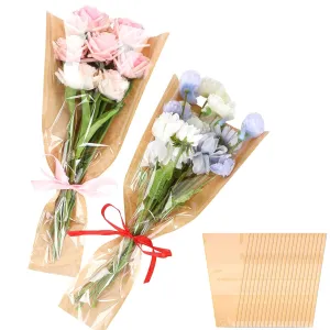 Jansun 40Pcs Flower Wrapping Bags Kraft Paper Flower Sleeves for Bouquets Flower Bags for Birthday Wedding Graduation Gift, Florist Wrap Supplies 9.8x17.9 Inch