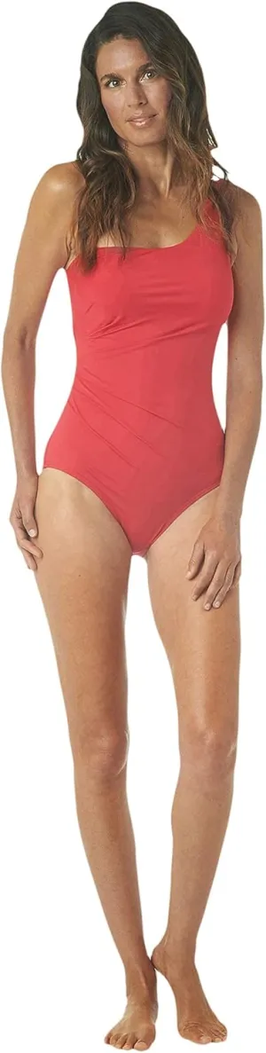 Jantzen Solids One Shoulder Shirred One-Piece Jantzen Red 10