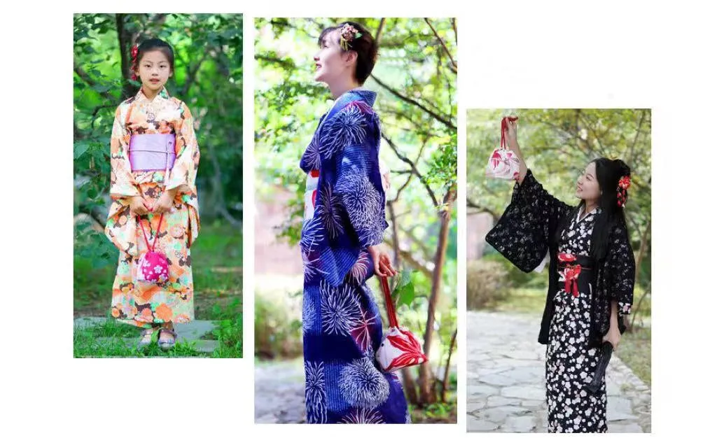 Japanese Kimono Handbag Red Wine Chrysanthemum