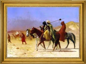 Jean-Leon Gerome Arabs Crossing the Desert - 18" x 27" Premium Canvas Print with Gold Frame