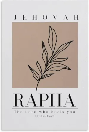 Jehovah Rapha The Lord Who Heals You Print, Minimalist Bible Verse Wall Art Print, Modern Christian Canvas Wall Art Print Poster For Home School Office Decor Unframe-style 20x30inch(50x75cm)