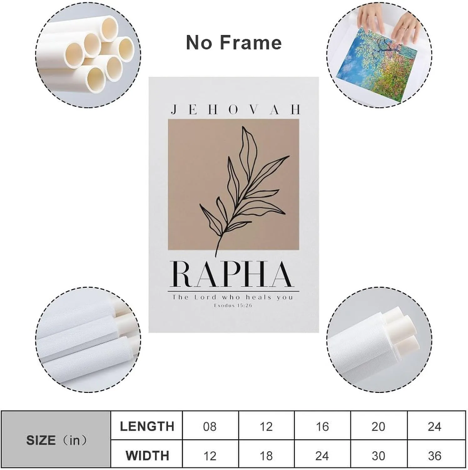 Jehovah Rapha The Lord Who Heals You Print, Minimalist Bible Verse Wall Art Print, Modern Christian Canvas Wall Art Print Poster For Home School Office Decor Unframe-style 20x30inch(50x75cm)