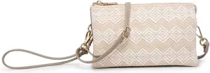 JEN & CO. Small Crossbody Wristlet Bags for Women - Riley Woven Diamond Pattern 3 Compartment Wristlet Bag (M013DIA)
