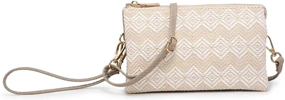 JEN & CO. Small Crossbody Wristlet Bags for Women - Riley Woven Diamond Pattern 3 Compartment Wristlet Bag (M013DIA)
