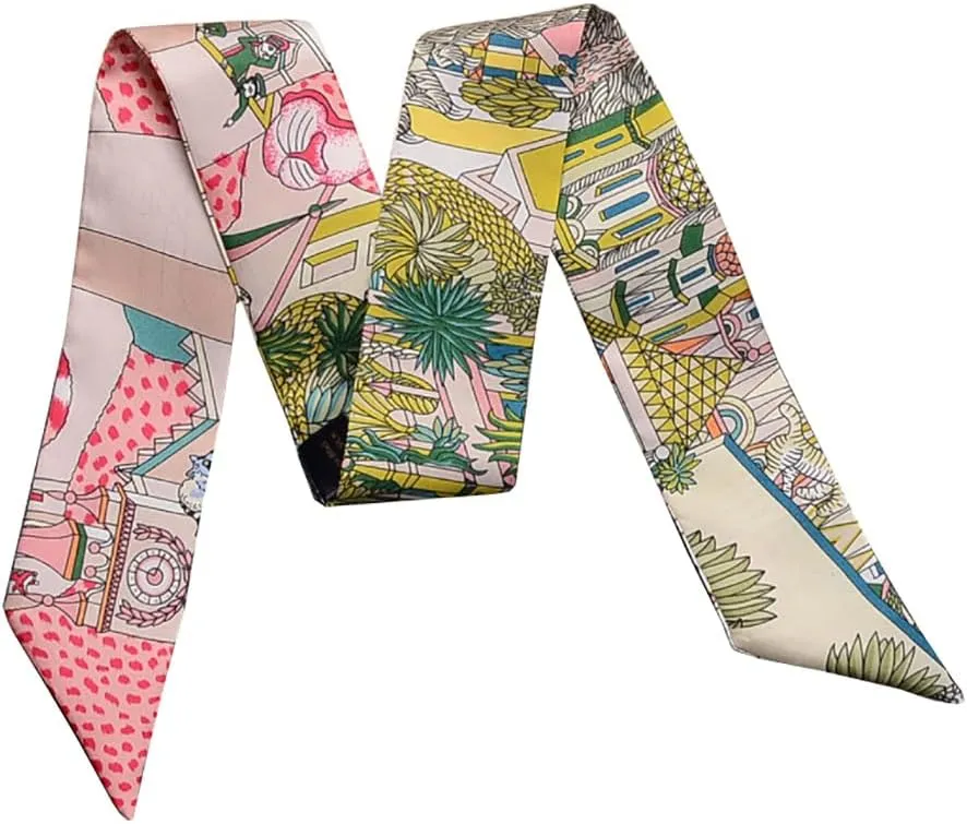 JERLA 100% Mulberry silk Scarf Head Hair Ribbon Handbag Handle wrap Tie Bundle Scarf Neckerchief Scarf for women