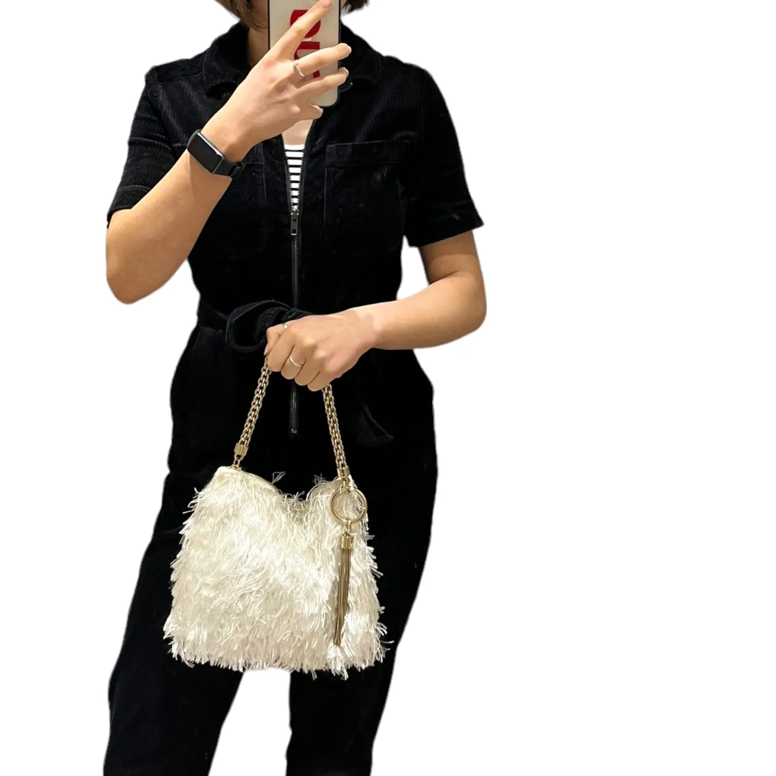 Jimmy Choo White Feather Clutch