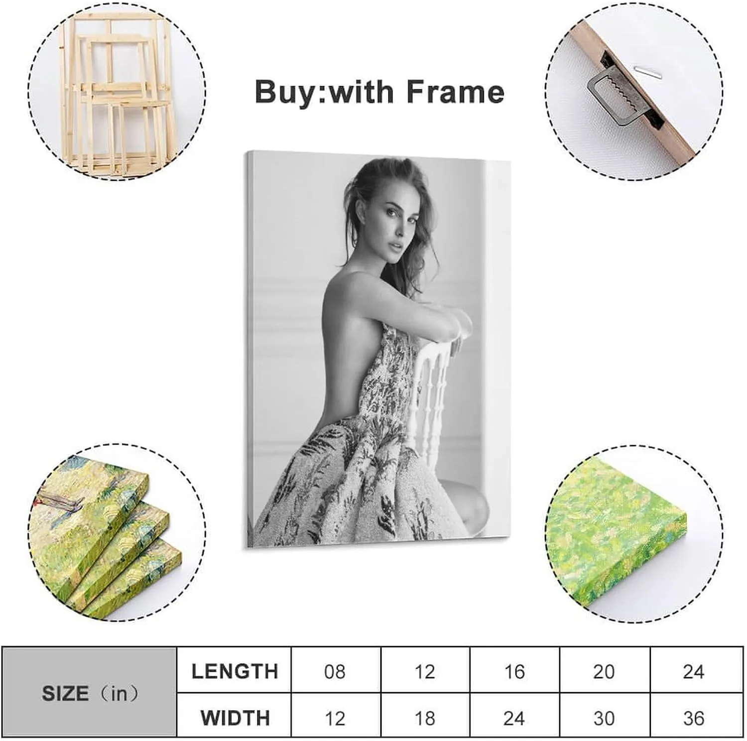 JJoias Film Actor Natalie Portman Poster Canvas Wall Art Picture Prints Hanging Photo Gift Idea Decor Homes Artworks 16x24inch(40x60cm)