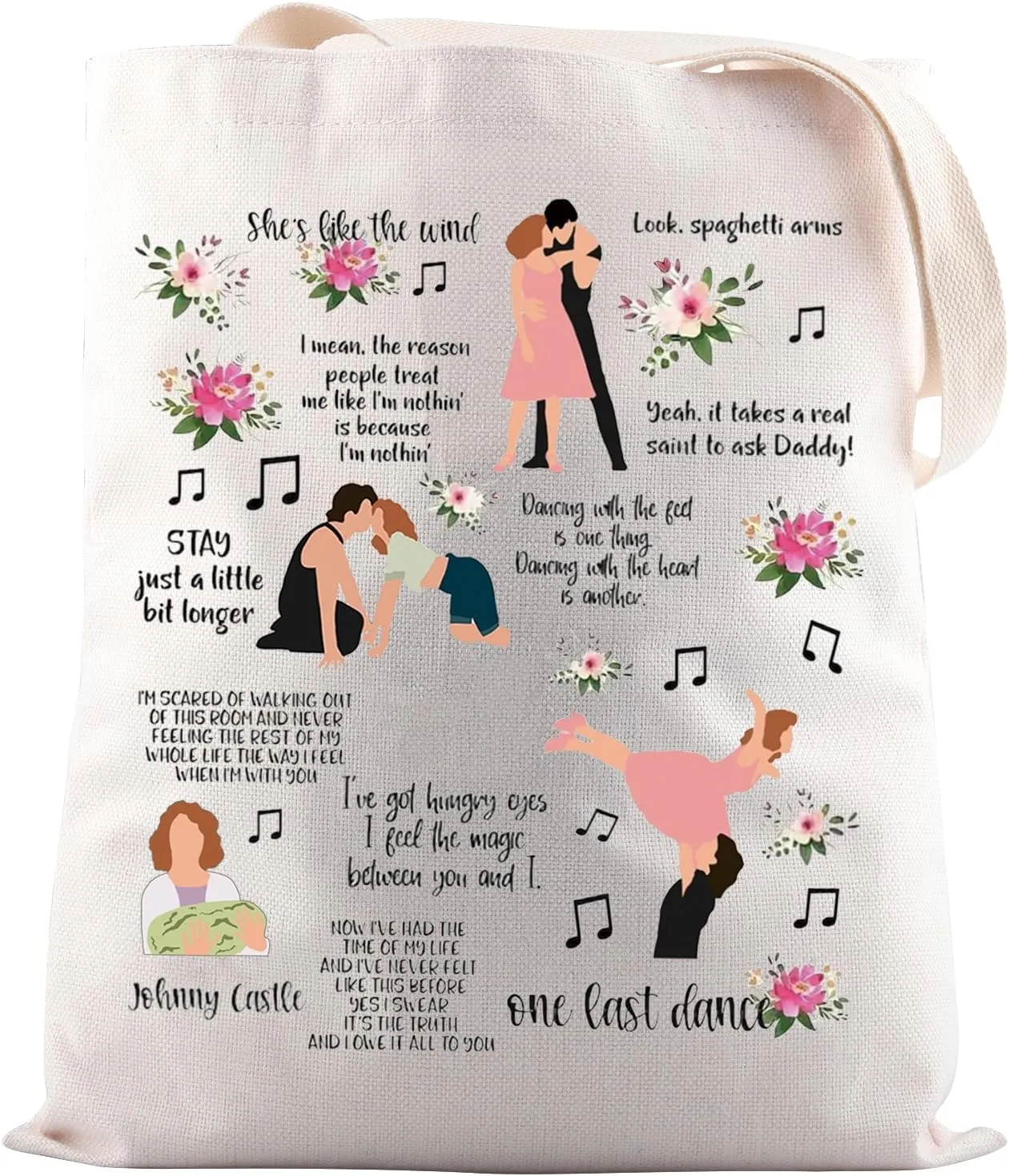 JNIAP 80s Movie Inspired Gift Dance Dirty Tote Bag Dancing Lover Gift For Women