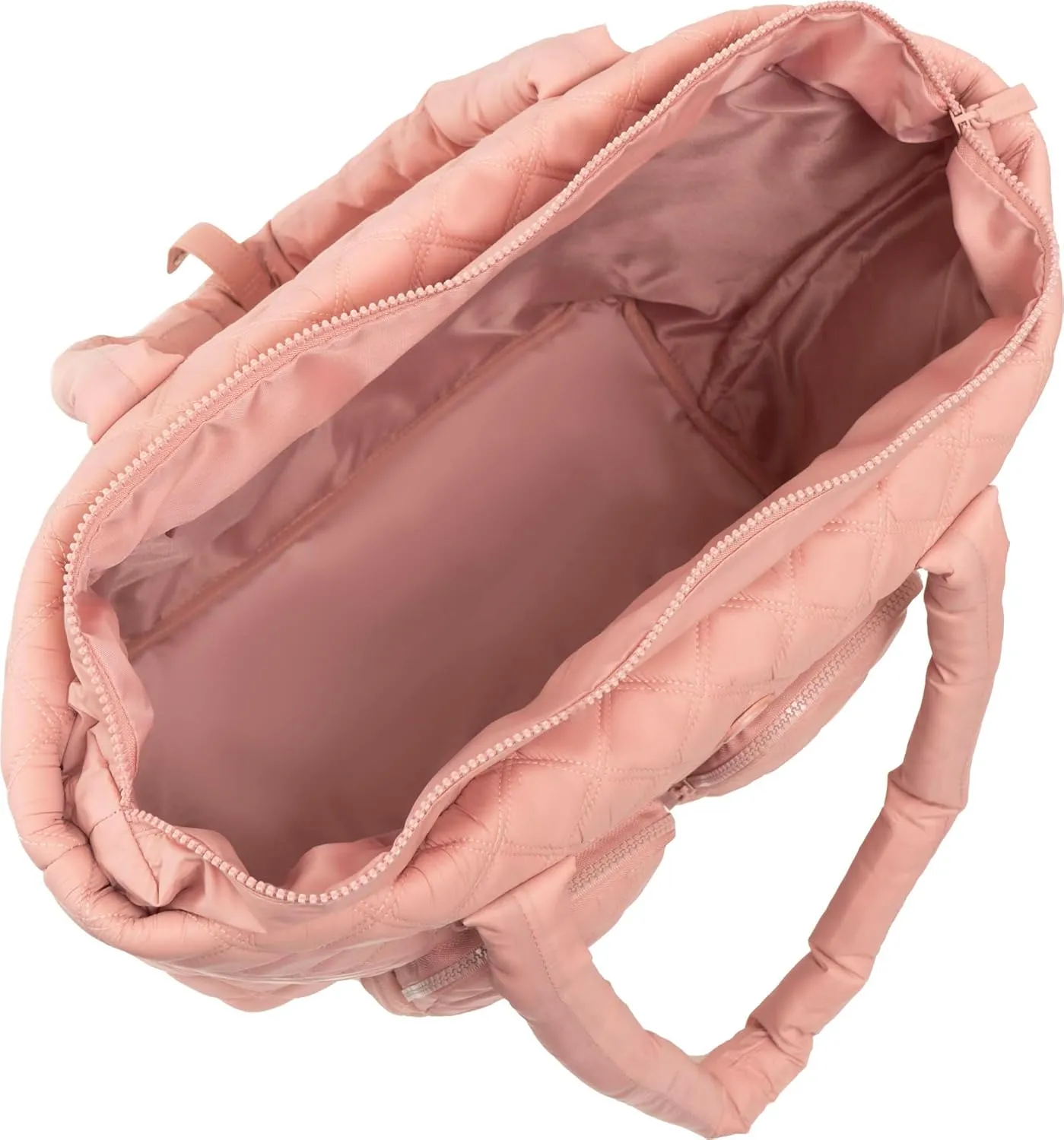 Joan & David 21 Inch Diamond Quilted Puffer Nylon Travel Workbook Tote (Blush)
