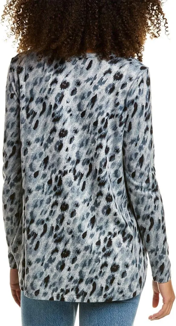 Joan Vass High-Low Hem Animal Print Sweater