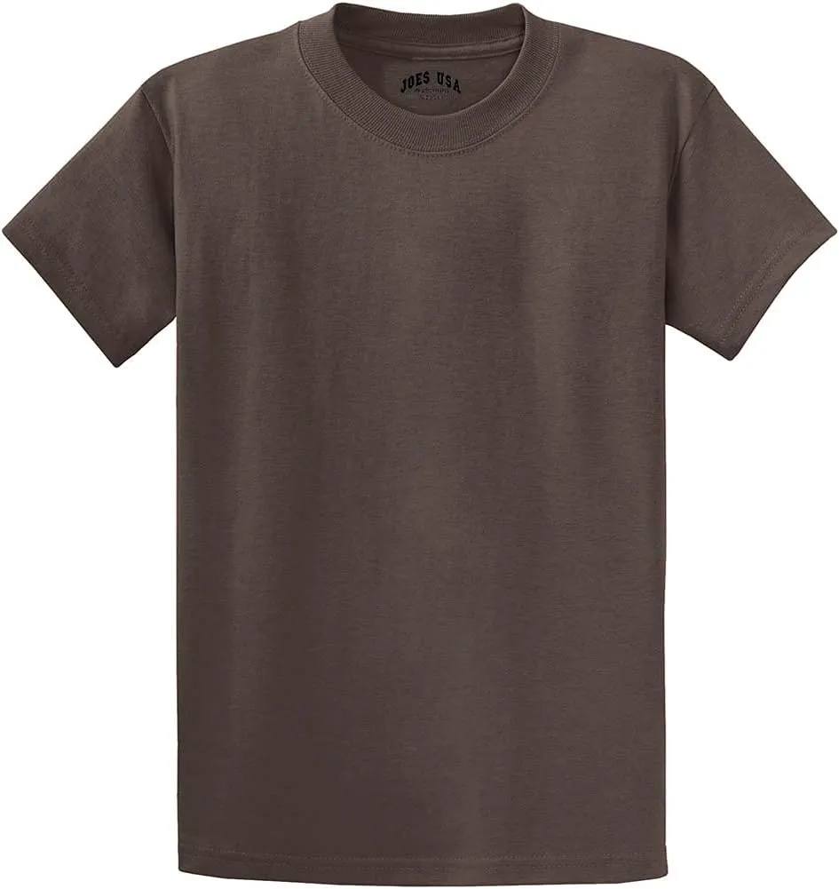 Joe's USA Men's Heavyweight 6.1-Ounce, 100% Cotton T-Shirts-6X-Brown