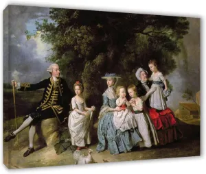 Johan-Joseph-Zoffany Famous Paintings Framed Reproductions-'Group Portrait of the Colmore Family'stretched Giclee Print On Canvas-Portrait Pictures on Canvas Wall Art 20x25cm(8x10in) Framed
