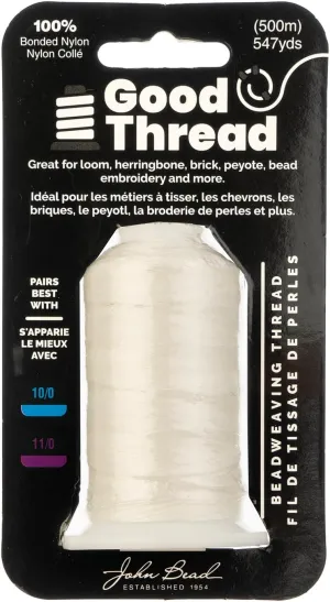 John Bead Good Thread 500m Spool Ivory Bonded