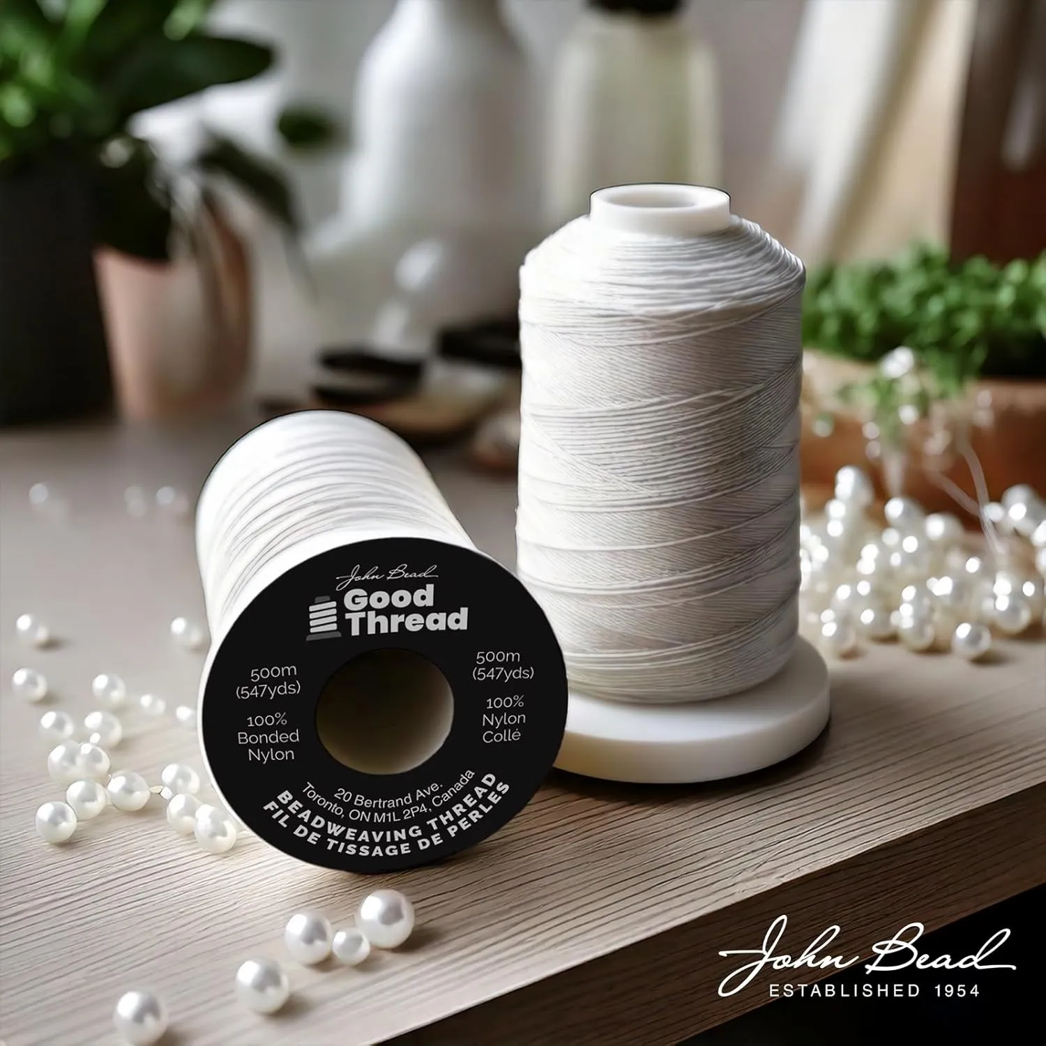 John Bead Good Thread 500m Spool Ivory Bonded