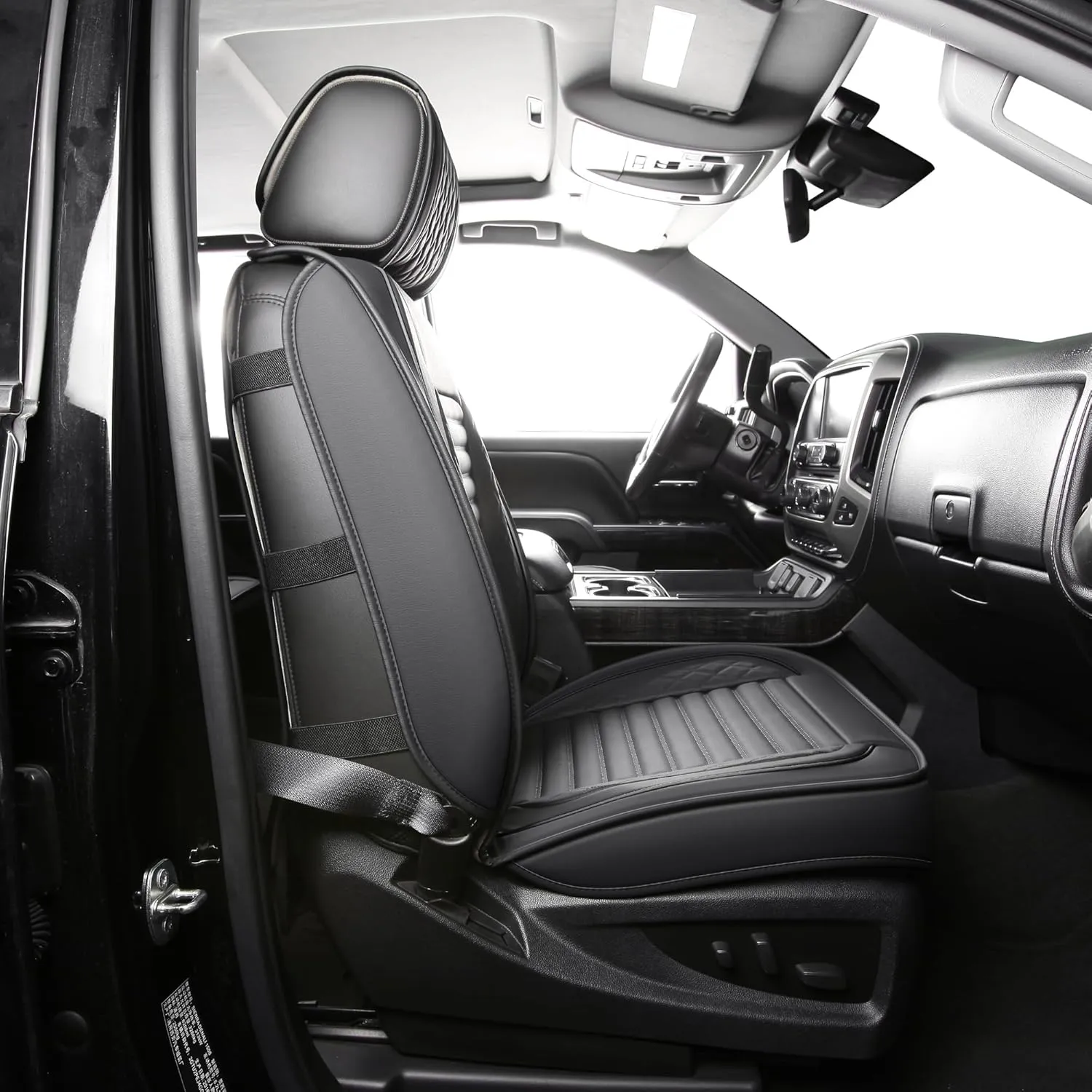 JOJOBAY Chevy Silverado Seat Covers,GMC Sierra Seat Covers,Custom Fit 2007-2025 1500 2500HD 3500HD Crew Double Extended Regular Cab,LT LZT RST Trail Boss(Full Set,Black)