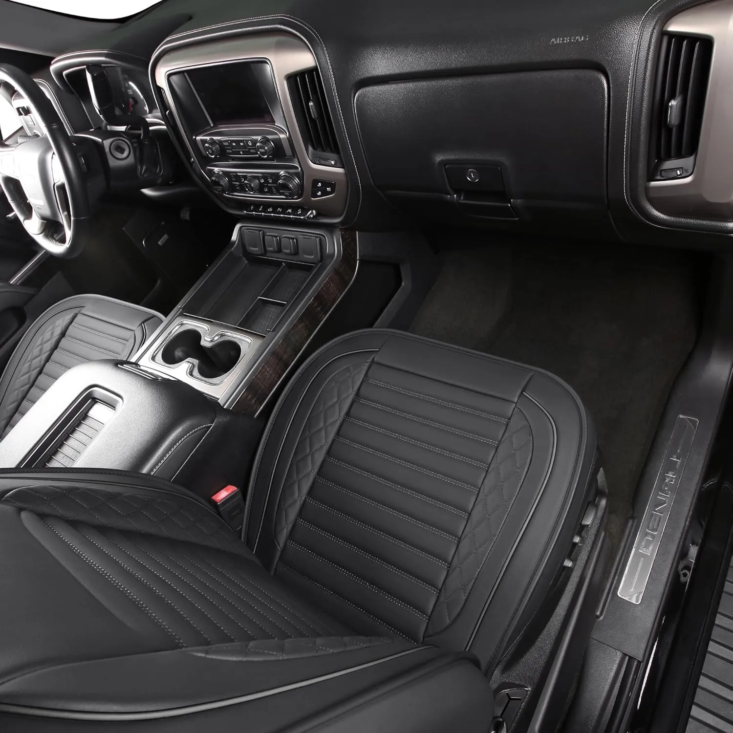 JOJOBAY Chevy Silverado Seat Covers,GMC Sierra Seat Covers,Custom Fit 2007-2025 1500 2500HD 3500HD Crew Double Extended Regular Cab,LT LZT RST Trail Boss(Full Set,Black)
