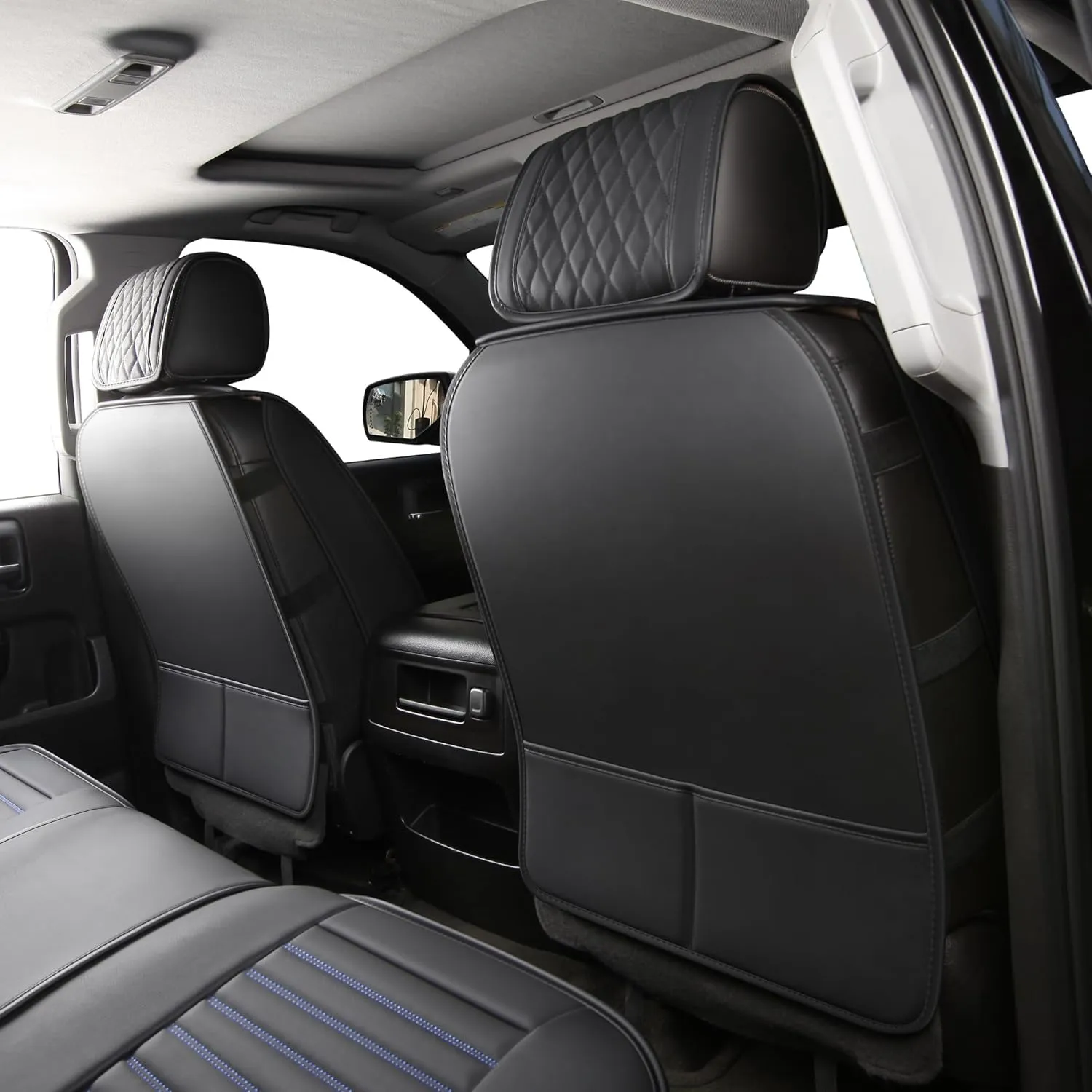 JOJOBAY Chevy Silverado Seat Covers,GMC Sierra Seat Covers,Custom Fit 2007-2025 1500 2500HD 3500HD Crew Double Extended Regular Cab,LT LZT RST(Full Set,Black Blue)