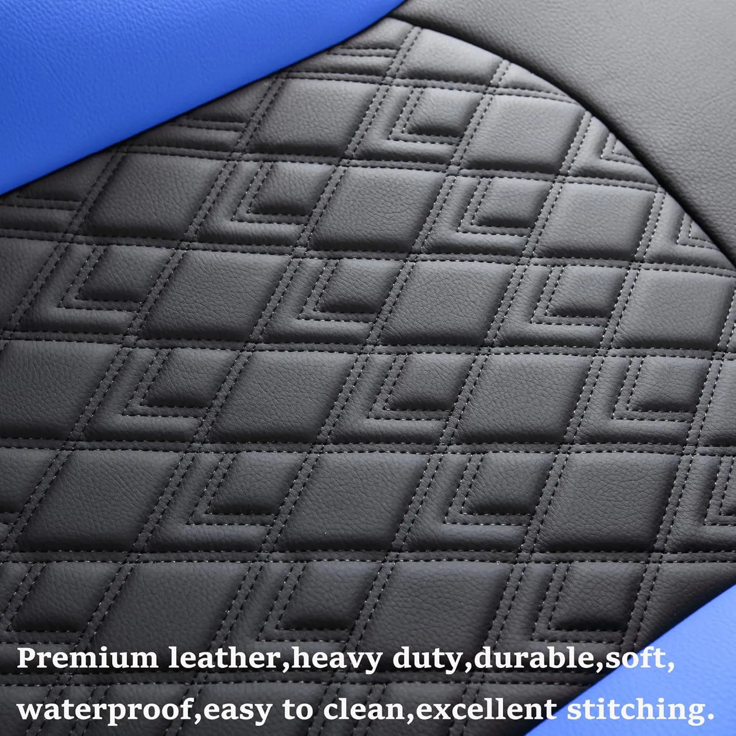 JOJOBAY Chevy Silverado Seat Covers,Leather Seat Covers for GMC Sierra,Custom Fit 2007-2026 1500 2500HD 3500HD Crew Double Extended Regular Cab,LT LZT RST Trail Boss(Front Pair,Black Blue)