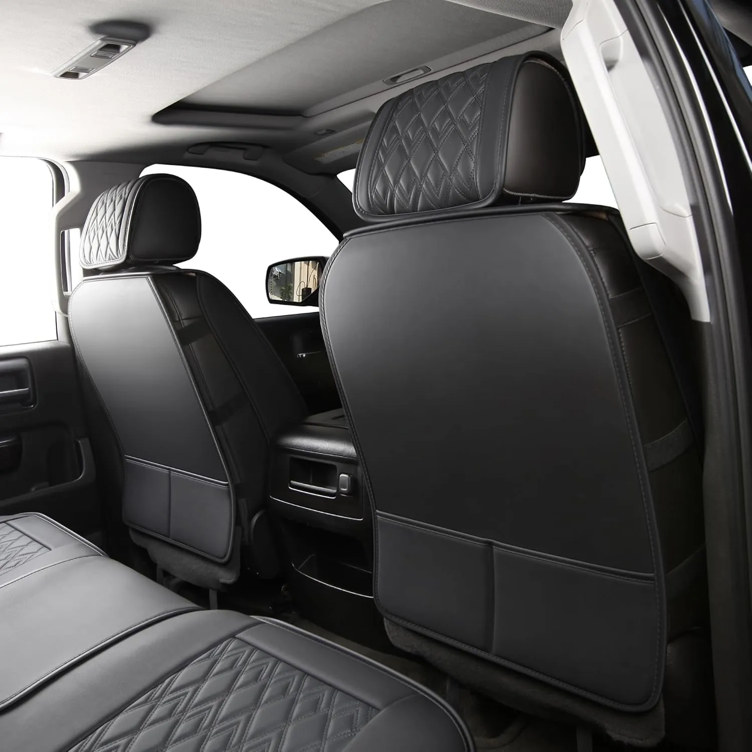 JOJOBAY Chevy Silverado Seat Covers,Leather Seat Covers for GMC Sierra,Custom Fit 2007-2026 1500 2500HD 3500HD Crew Double Extended Regular Cab,LT LZT RST Trail Boss(Front Pair,Black)