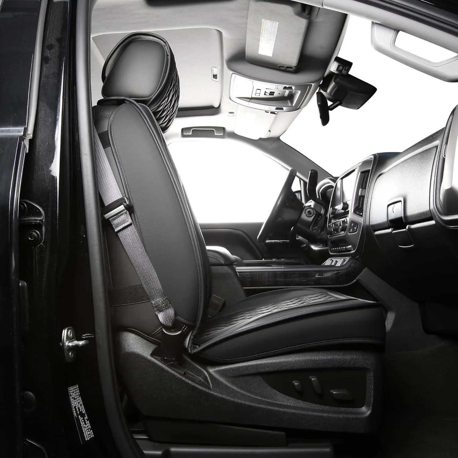 JOJOBAY Chevy Silverado Seat Covers,Leather Seat Covers for GMC Sierra,Custom Fit 2007-2026 1500 2500HD 3500HD Crew Double Extended Regular Cab,LT LZT RST Trail Boss(Front Pair,Black)