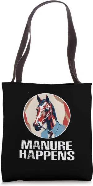 Joke Party Retro Horse Portrait Manure Art Happens Graphic Tote Bag