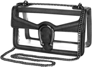 Joryin Women's Stadium Approved Crossbody Bag for Women, Small Clear Bag Shoudler Purse with Chain Strap
