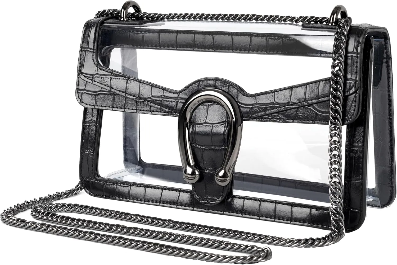 Joryin Women's Stadium Approved Crossbody Bag for Women, Small Clear Bag Shoudler Purse with Chain Strap