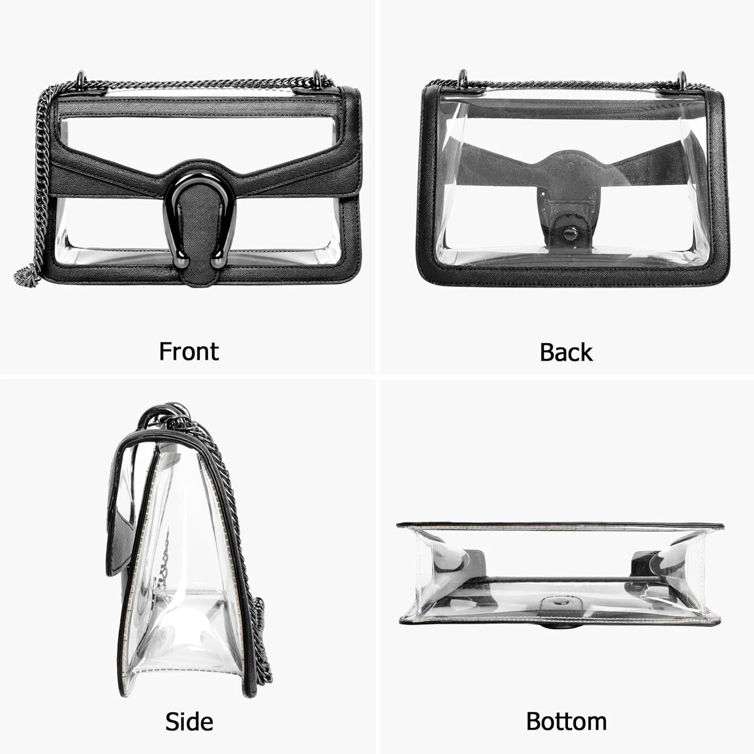 Joryin Women's Stadium Approved Crossbody Bag for Women, Small Clear Bag Shoudler Purse with Chain Strap