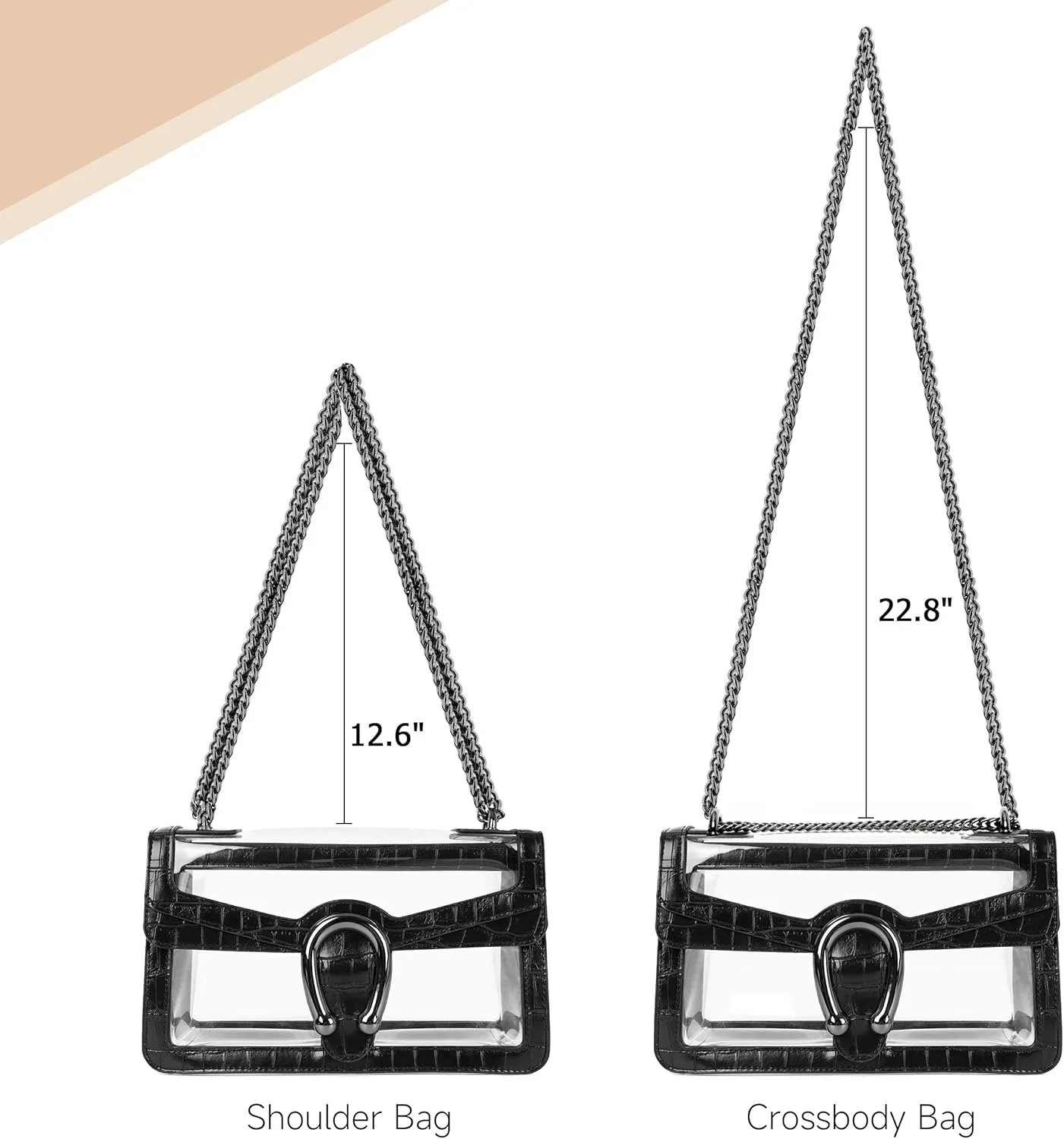 Joryin Women's Stadium Approved Crossbody Bag for Women, Small Clear Bag Shoudler Purse with Chain Strap