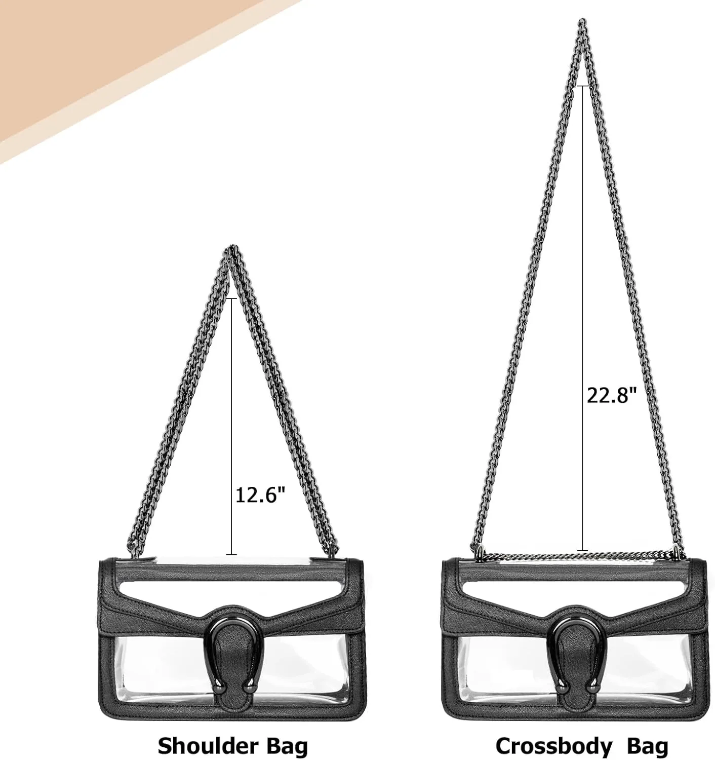 Joryin Women's Stadium Approved Crossbody Bag for Women, Small Clear Bag Shoudler Purse with Chain Strap