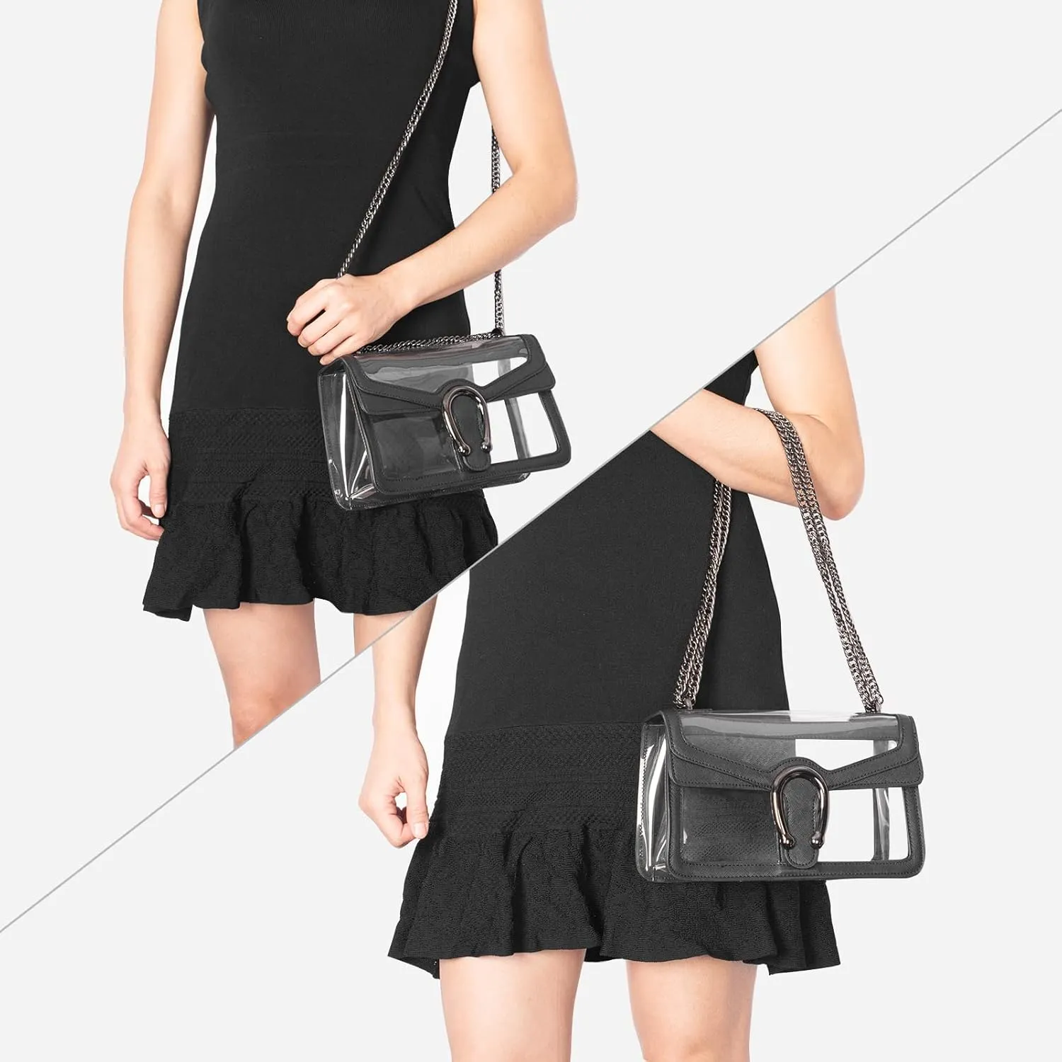 Joryin Women's Stadium Approved Crossbody Bag for Women, Small Clear Bag Shoudler Purse with Chain Strap