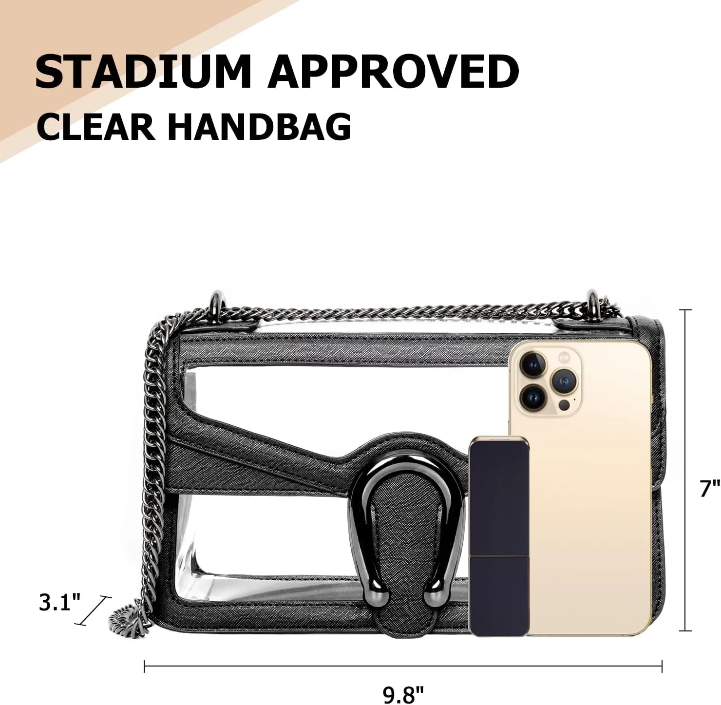 Joryin Women's Stadium Approved Crossbody Bag for Women, Small Clear Bag Shoudler Purse with Chain Strap