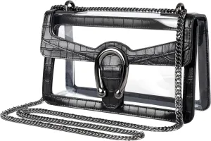 Joryin Women's Stadium Approved Crossbody Bag for Women, Small Clear Bag Shoudler Purse with Chain Strap
