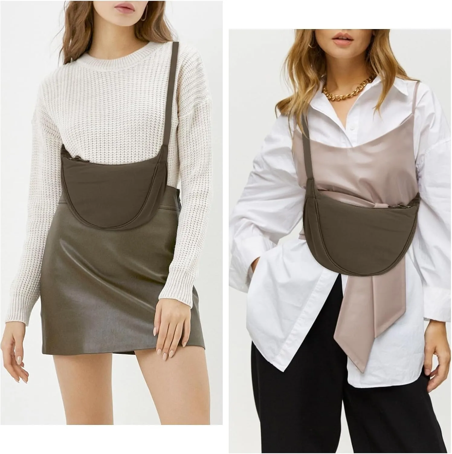 JQWSVE Nylon Crescent Bag for Women Men Crossbody Bag Hobo Sling Crescent Shoulder Bag Purse Casual Solid Color Dumpling Bag