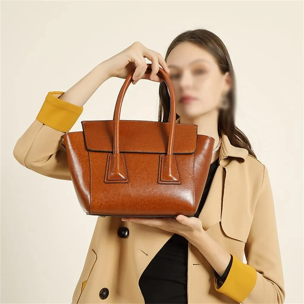 JSEIAJB Handbag Women's Large Capacity Leather Sigle Shoulder Tote Bag Daily Work Cross-body Wing Bag