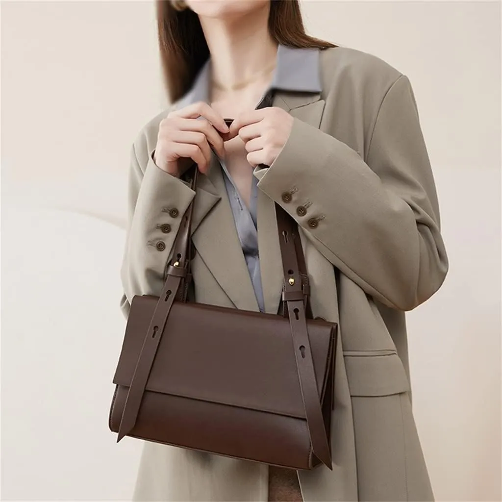 JSEIAJB Sigle Shoulder Bag Ladies Spring Popular This Year Tote Cross Body Bag Deep Coffee Color Atmosphere
