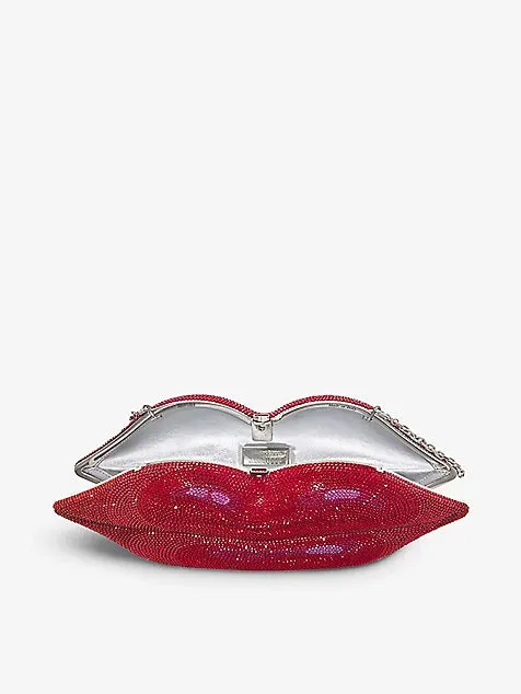 JUDITH LEIBER COUTURE
Hot Lips crystal-embellished brass clutch bag