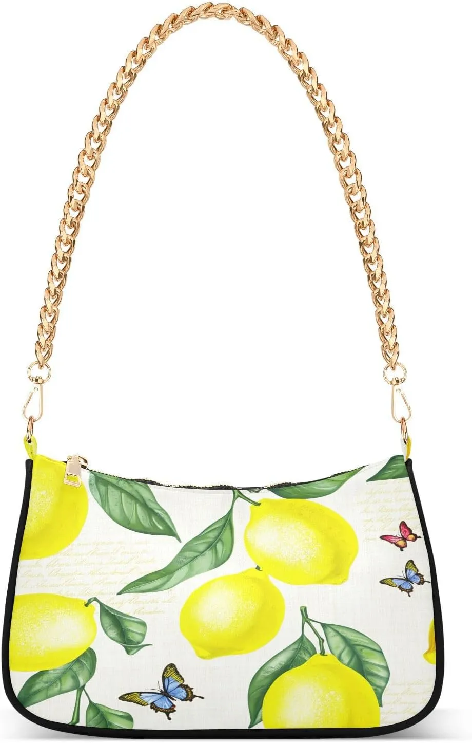 Juicy Lemons Butterfly White Shoulder Bag, Crossbody Travel Bags for Women