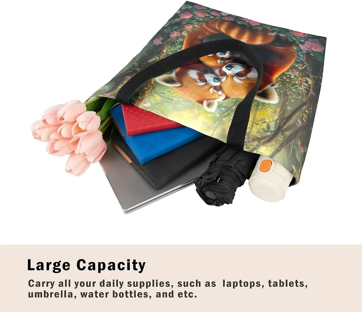 Jungle Animal Canvas Tote Bag,Cute 3D Wildlife Travel Bag for Women,Large Capacity Shopping Gym Bag