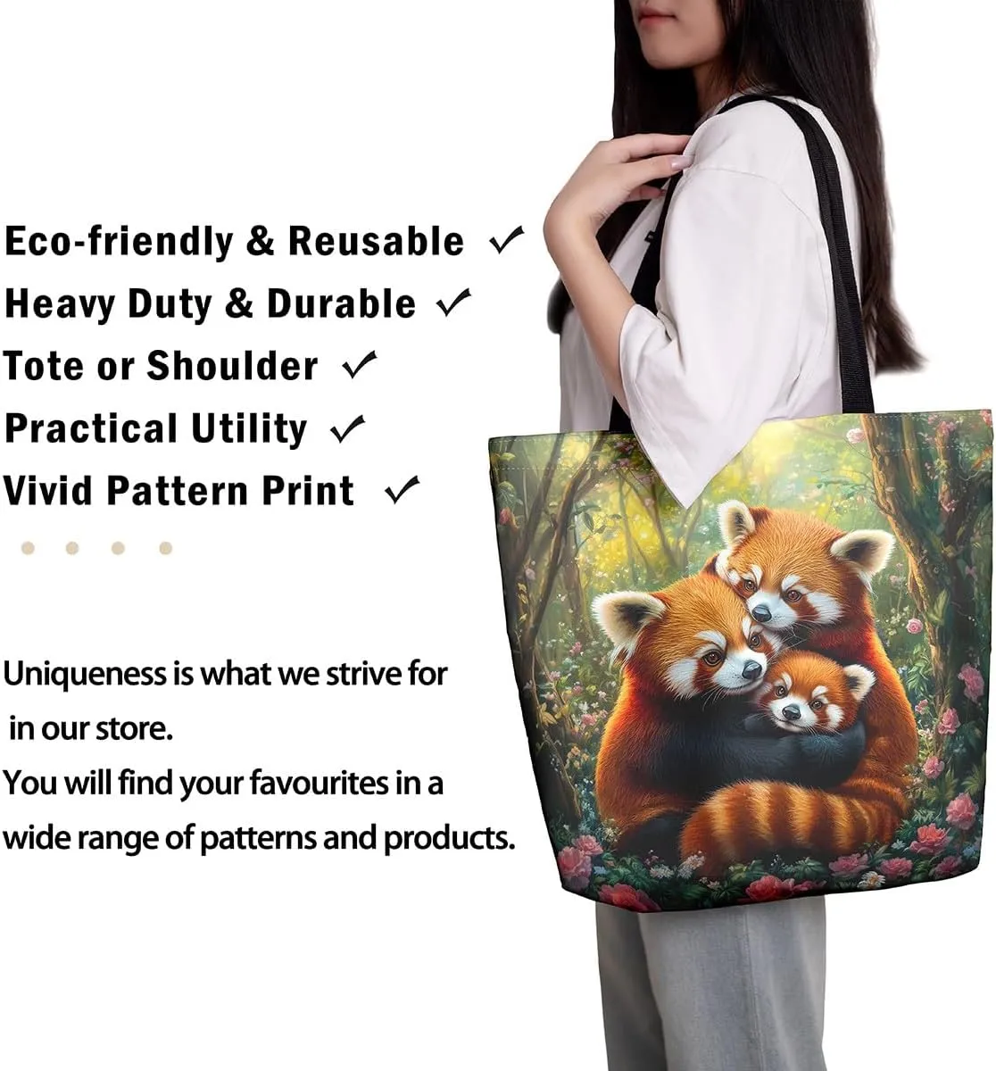 Jungle Animal Canvas Tote Bag,Cute 3D Wildlife Travel Bag for Women,Large Capacity Shopping Gym Bag