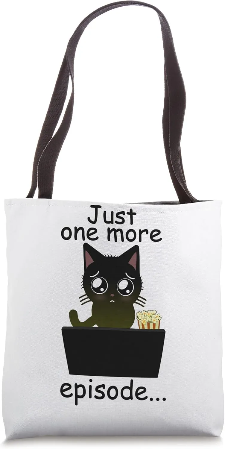 Just One More Episode - Cute Binge Watch Cat Tote Bag