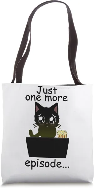 Just One More Episode - Cute Binge Watch Cat Tote Bag