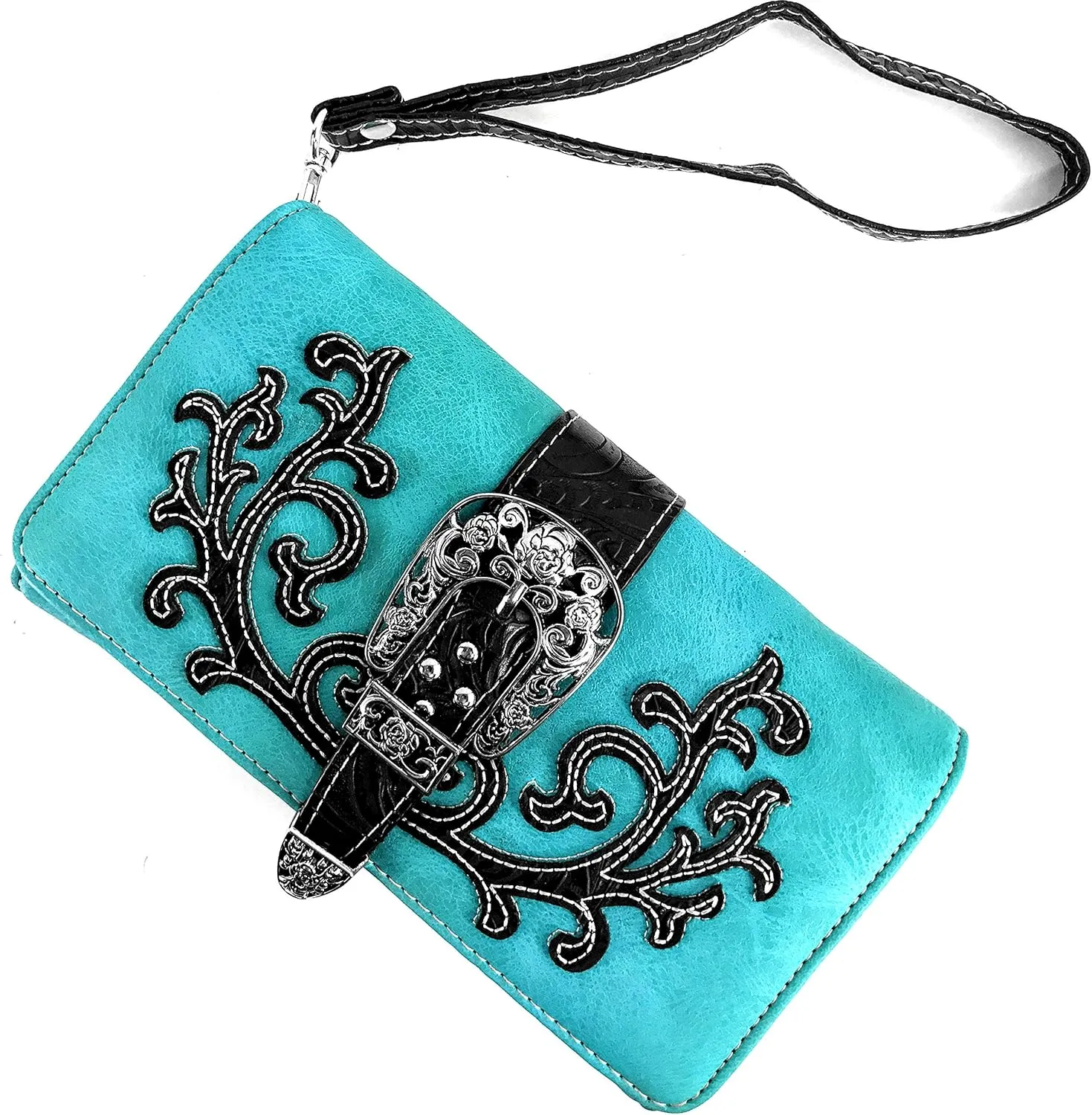 Justin West American Albino Floral Embroidery Buckle Shoulder Concealed Carry Handbag Purse