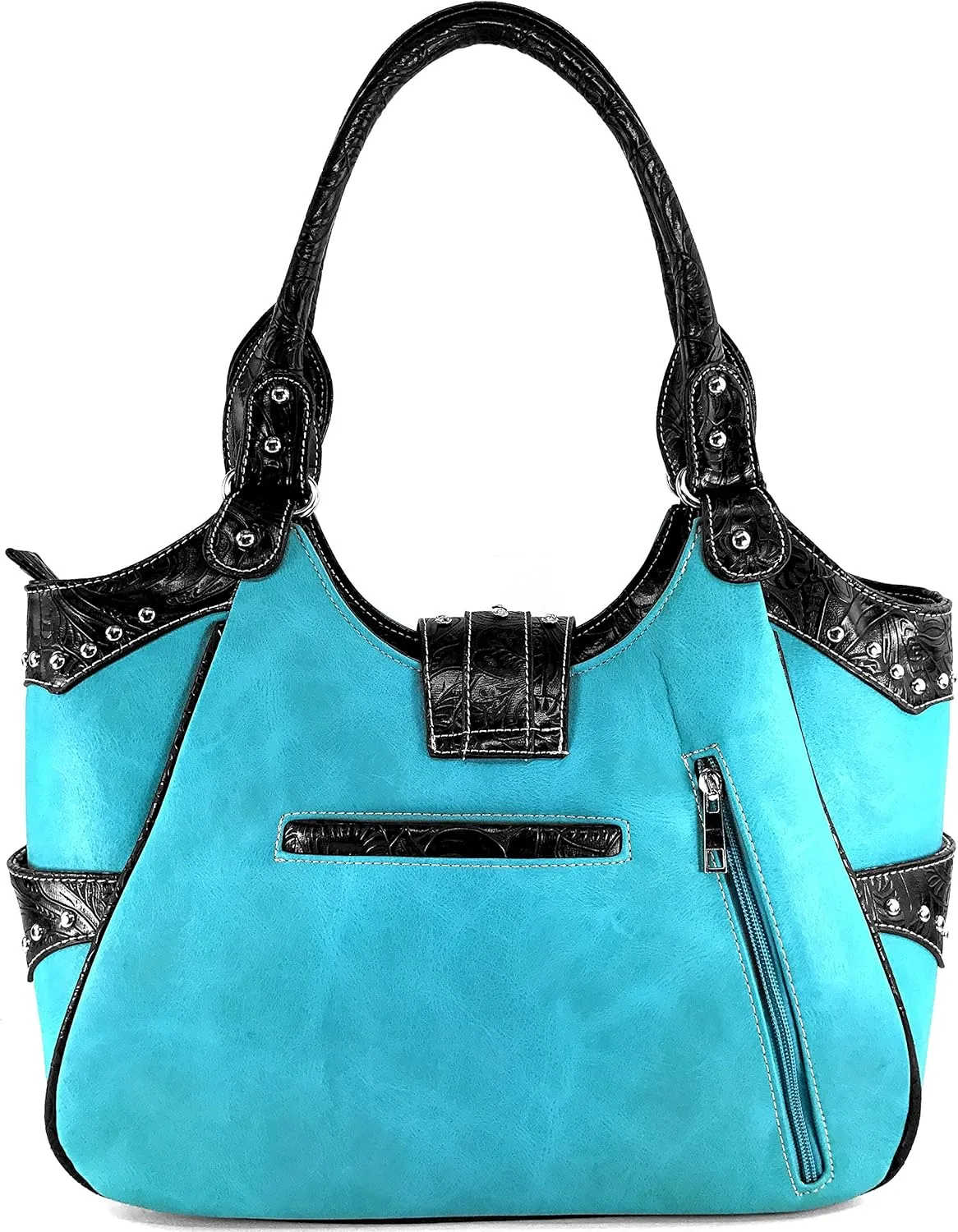 Justin West American Albino Floral Embroidery Buckle Shoulder Concealed Carry Handbag Purse