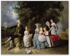 JZSDGB Johan-Joseph-Zoffany Famous Paintings wall art Reproduction'Group Portrait of the Colmore Family'Giclee Print On Canvas-Portrait Pictures On Canvas Artwork Prints 40x50cm(16x20in) Frameless